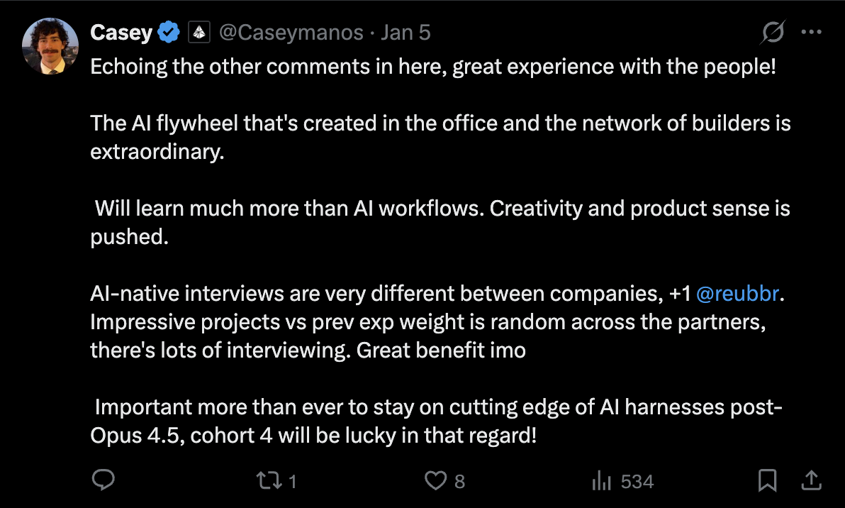 Gauntlet AI alumnus post on X