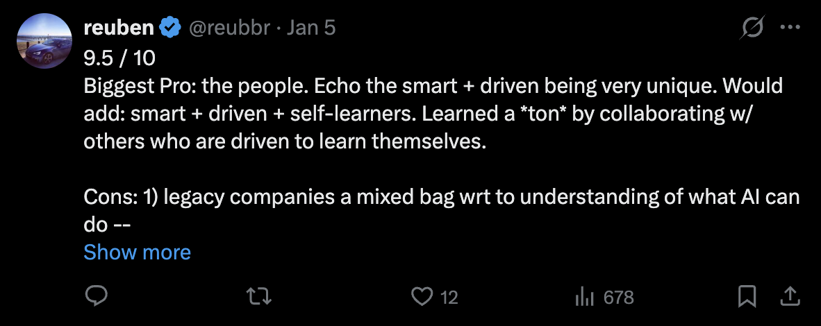 Gauntlet AI alumnus post on X